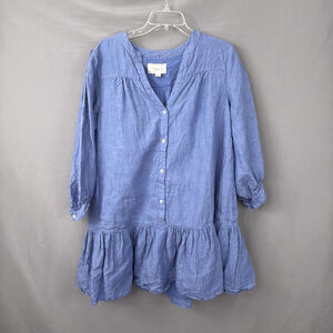 Tuckernuck POMANDER PLACE Dress Womens Large Frankie Linen Lake Blue Chambray